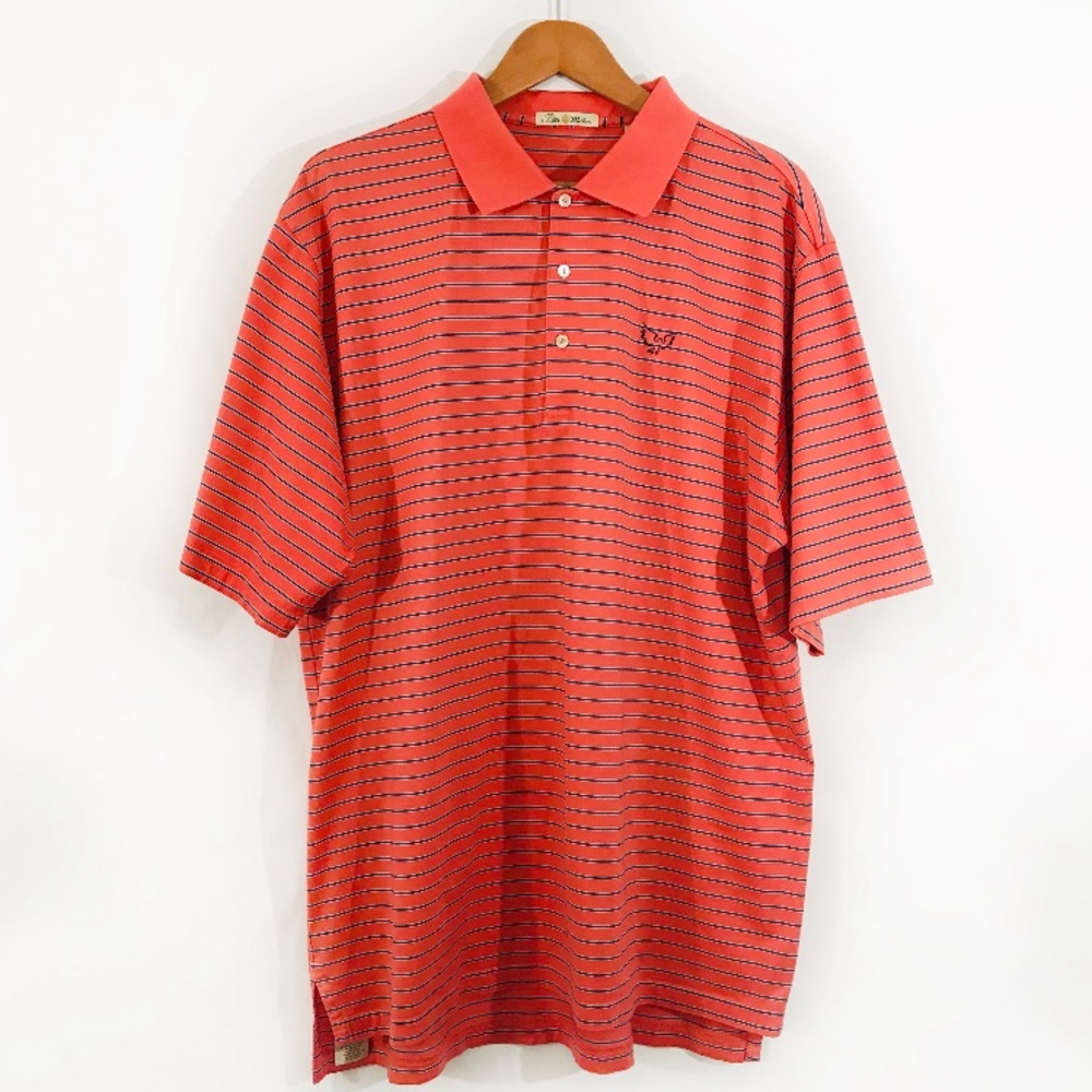 PETER MILLAR Coral Striped Golf Polo Shirt